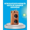 Nevamel® Retro Bluetooth Hoparlör Ahşap Görünümlü 5W Çift Stereo Ses
