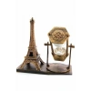 Nevamel Retro Eyfel Kulesi Ve Kum Saati Dekoratif Ahşap Görünümlü Masa Biblosu