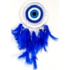 Nevamel Saks Mavisi Kuş Tüylü Dream Catcher Nazar Boncuğu Motifli Düş Kapanı Duvar Süsü