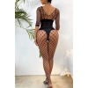 Nevamel® Siyah Geniş Fileli Bel Vurgulu Esnek Fantezi Vücut Çorabı TM1463