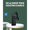 Nevamel® Termal Koruma Sistemli USB Type-C 10’lu Grup Priz 2m 2500W Güç Kapasiteli
