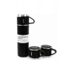 Nevamel Termos Paslanmaz Çelik Termos Siyah Renk 3 Bardaklı Termos Seti
