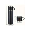 Nevamel Termos Seti 3lü Bardak Seti Isı Dayanıklı Siyah Paslanmaz Çelik Vakumlu