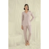Nevamel® Uzun Kollu Boydan Düğmeli V Yaka Pijama Takımı