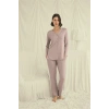 Nevamel® Uzun Kollu Boydan Düğmeli V Yaka Pijama Takımı