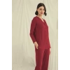 Nevamel® Uzun Kollu Boydan Düğmeli V Yaka Pijama Takımı
