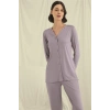 Nevamel® Uzun Kollu Boydan Düğmeli V Yaka Pijama Takımı