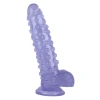 Nevamel® Vantuzlu Testisli Noktalı Tasarım Mor Jel Dildo 24Cm