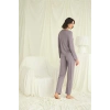 Nevamel® Yakası Kolu Ve Omzu Dantelli Boydan Düğmeli Pijama Takımı