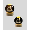 Nevamel® Yunus Temalı Kristal Küre USB Işıklı Ahşap Altlıklı Gece Lambası