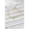 Nevamel® Zirkon Taşlı Yonca Model Gold Renk Kadın Bileklik 5886