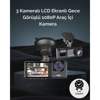 Nevamel 1. 3 Kameralı Full HD Araç Kamerası – Ön İç ve Arka Görüş ile %100 Kapsama