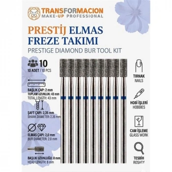Nevamel® 10lu ORTA SERT Ultra Hassas Elmas Freze Ucu - Kuru Manikür Tırnak Hobi Gravür Seti  723104