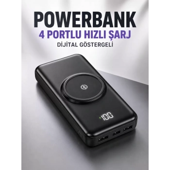 Nevamel® 10.000 Mah Powerbank 4 Portlu Hızlı Şarj Dijital Göstergeli