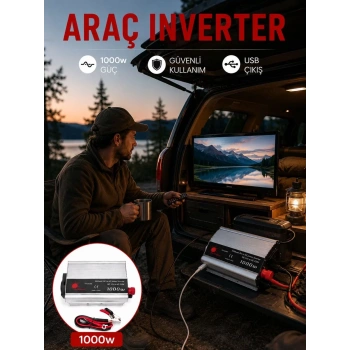 Nevamel® 1000W Araç İnverter Aküden Elektrik Üreten Taşınabilir Güç Dönüştürücü