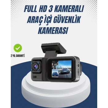 Nevamel® 1080P Üç Kameralı Araç Kamerası Wi-Fi Destekli Park Modu ve G-Sensörlü
