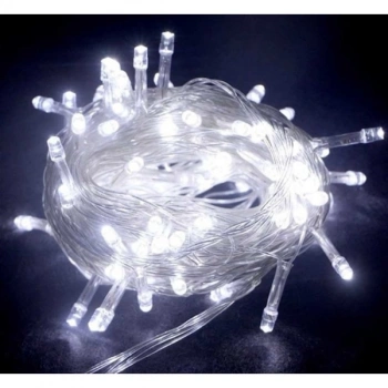 Nevamel 10m 100 Led Boncuk Lamba Beyaz Işık Şeffaf Kablo