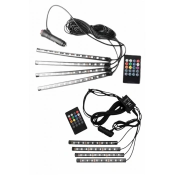Nevamel 12Lİ Şerit Led Işık RGB Sese ve Müziğe Duyarlı Araç İçi Ayak Altı
