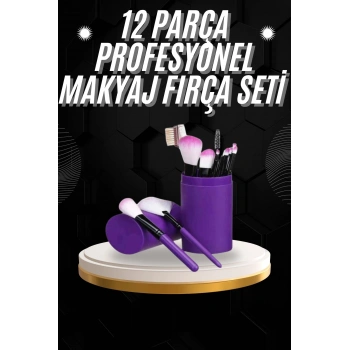 Nevamel® 12 Parça Profesyonel Makyaj Fırçası Far Fırçası Allık Fırçası Yumuşak Kıllı