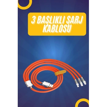 Nevamel 120W Silikon Metal Uçlu LED Işıklı 3 In1 Şarj Kablosu 1.2m