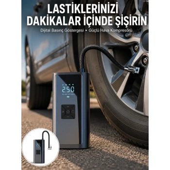 Nevamel® 12V Uyumlu Çok İşlevli Akıllı Araç Lastik Pompası Yeni Nesil