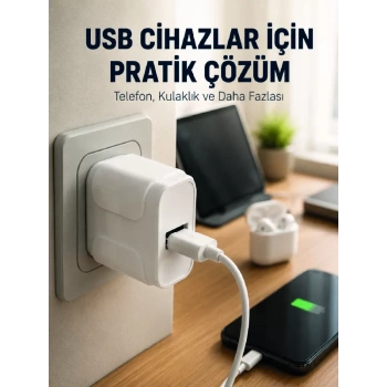 Nevamel® 12W USB Şarj Adaptörü 5V 2.4A Hızlı ve Güvenli Şarj Başlığı