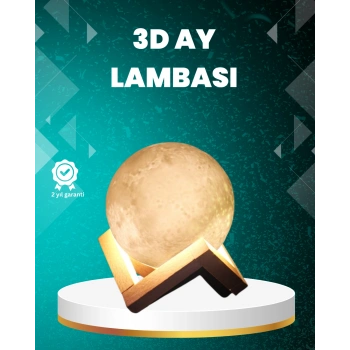 Nevamel® 16 Renkli 3D Ay Gece Lambası RGB Modlu Şarjlı Uzaktan Kumandalı