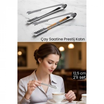 Nevamel® 2 li Paslanmaz Çelik Şeker Maşası - Profesyonel Sunum ve Servis Maşası Seti - 12.5 cm