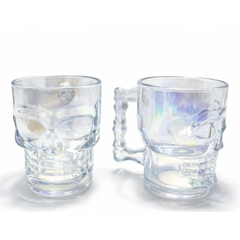 Nevamel® 2li Şeffaf Cam Kurukafa Kupa Bardak Seti