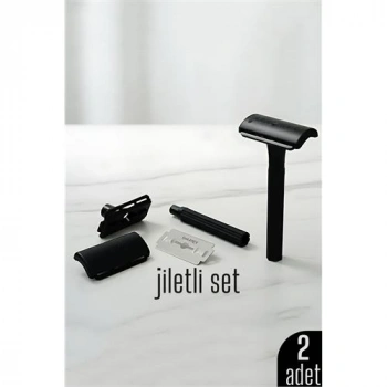 Nevamel® 2li Şık Siyah Plastik Tıraş Aleti – Manuel Tıraş Bıçağı   Jiletli Ergonomik Saplı