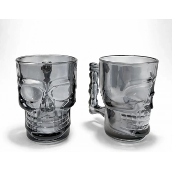 Nevamel® 2li Siyah Cam Kurukafa Kupa Bardak Seti