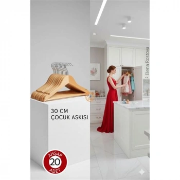 Nevamel® 20li Lüks Masif Ahşap Çocuk Askı Seti - Elena Rostova Stil Seçkisi - 30 cm