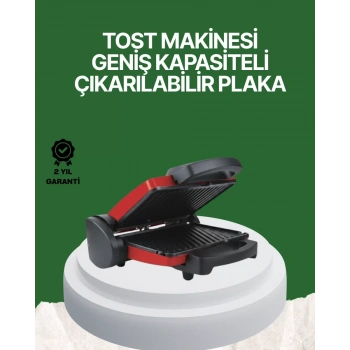 Nevamel® 2000 Watt Teflon Tost Makinesi – Geniş Plaka Ayarlanabilir Isı Kolay Temizlik