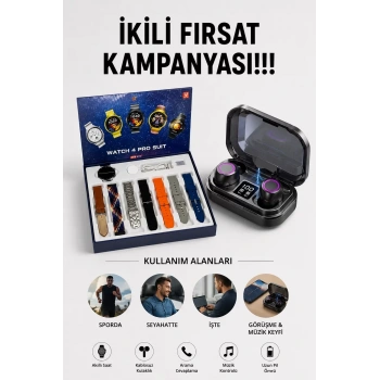 Nevamel® 2025 Model Çok Kordonlu Akıllı Saat ve Bluetooth Kulaklık El Fenerli
