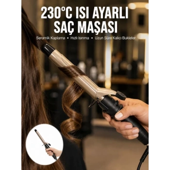 Nevamel® 230 Derece Isı Ayarlı Seramik Saç Maşası 25 mm Yeni Nesil