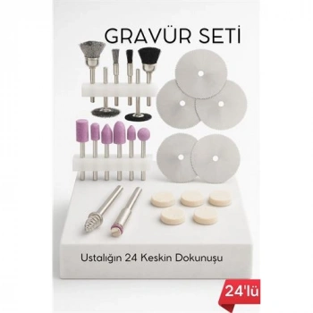 Nevamel® 24lü Mini Gravür Seti Dremel Ucu: Profesyonel Taşlama Parlatma ve Şekillendirme Aleti