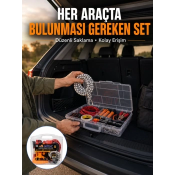 Nevamel® 27 Parça Oto Güvenlik ve Bakım Seti Şeffaf Taşıma Kutulu Araç Ekipman Çantasız