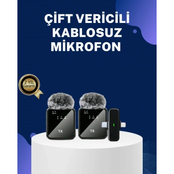 Nevamel® 2in1 Kablosuz Yaka Mikrofonu iOS ve Android Uyumlu
