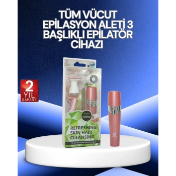 Nevamel® 3 Başlıklı Yüz ve Vücut Tüy Temizleme Cihazı Pembe