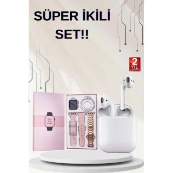 Nevamel 3 Kordonlu Dokunmatik Ekran Akıllı Saat ve 2.Nesil Kablosuz Bluetooth Kulaklık ANC/ENC
