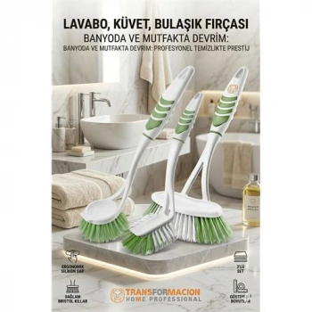 Nevamel® 3lü Profesyonel Temizlik Fırçası Seti - Ergonomik Banyo Lavabo ve Bulaşık Fırçası 723095