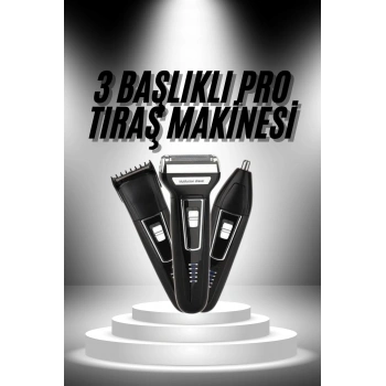 Nevamel 3lü Set Saç Sakal Kesme Traş Makinesi Burun Kılı Alma Tıraş Makinesi