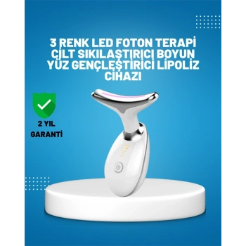 Nevamel 3 Modlu Boyun ve Yüz Bakım Cihazı – EMS Temizleme Sıcak Masaj ve Renkli Işık Terapi Özellikli