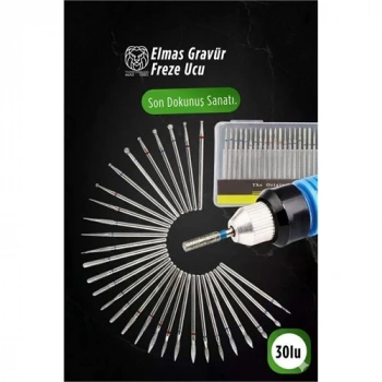 Nevamel® 30lu Elmas Gravür Freze Ucu Seti | Dre mel Uyumlu Metal Cam Ahşap İşleme 722925