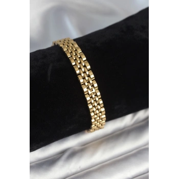 Nevamel® 316L Çelik 9 mm Kalınlıkta Gold Renkli Erkek Bileklik 5886