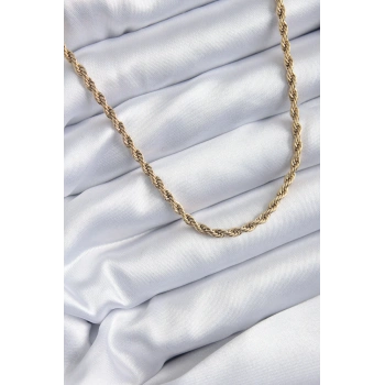 Nevamel® 316L Çelik Gold Renk 60 cm Burgu Model Kadın Kolye 5886