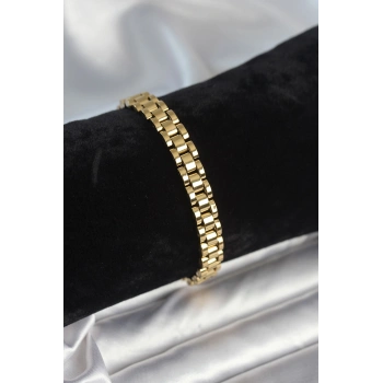 Nevamel® 316L Çelik Gold Renk 7 mm Kalınlık Erkek Bileklik 5886