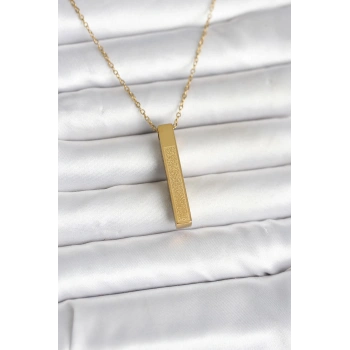 Nevamel® 316L Çelik Gold Renk Ayetel Kürsi Yazılı Bar Çubuk Kolye 5886