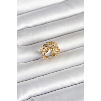 Nevamel® 316L Çelik Gold Renk Başak Figür Kadın Yüzük 5886