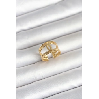 Nevamel® 316L Çelik Gold Renk Burgu Düğüm Model Kadın Yüzük 5886